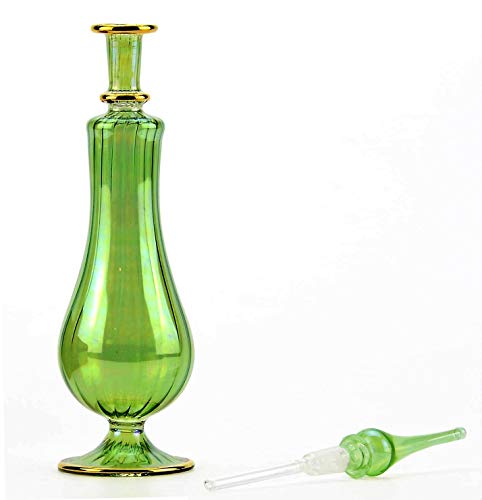 NileCart™ Egyptian Perfume Bottle large size 9 in. handmade in Egypt For your perfume, essential oils, Egyptian decoration or party table centerpiece (Green)