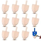 12 Pieces Hanukkah Craft Wooden Dreidel 2.6 Inch Unfinished Chanukah Hand Painted Wooden Dreidel for Hanukkah Party Decoration DIY