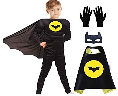 Fdf Super Hero Muscle Fancy Dress Costumes With Gloves And Cape For Kids (Plz See The Size In Dropdown) 6-8 Years Black, Synthetic (B08X23SNCT) Amazon Price History, Amazon Price Tracker