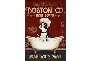 Charming Boston Terrier Art: Vintage Tin Sign for Home Decor
