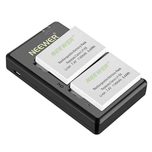 Neewer 2-Pack LP-E8 1140mAh Slot Chargeur de Batterie, Compatible avec Appareils Photo Canon EOS Rebel T2i, T3i, T4i, T5i, 550D, 600D, 650D, 700D, Kiss X4, X5, X6i, X7i et plus (PAS pour T2 T3 T4 T5) Cover