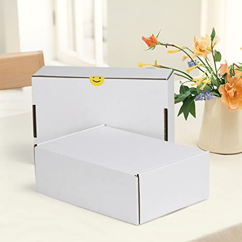 Image of HORLIMER 9x6x3 inches Shipping Boxes Set of 25, White Corrugated Cardboard Box Literature Mailer, 25 Stickers Included