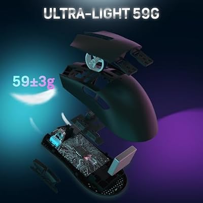 MAGIC-REFINER Attack Shark X11 59g Superlight Wireless Gaming Mouse with Magnetic RGB Charging Dock,BT/2.4G Wireless/Wired Mouse, 22000 DPI,5 Programmable Buttons for PC/Laptop/Mac(Black)