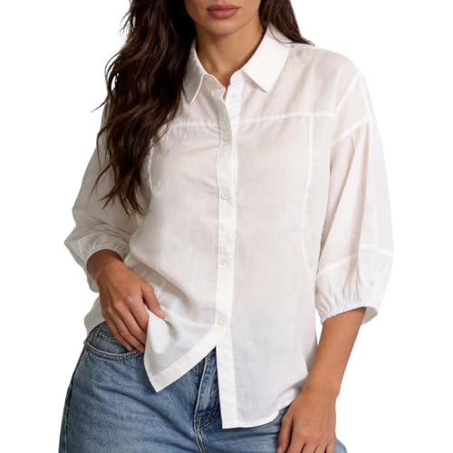 LEO'SVASE Womens Summer Oversized Button Down Shirts Half Sleeve V