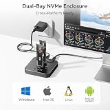 NVMe M.2 Clone SSD obudowa 20 Gbps USB 3.2 Gen2, Dual Bay M.2 NVMe stacja dokująca z klonowaniem offline do szybkiej aktualizacji komputera, migracji systemu i tworzenia kopii zapasowych danych