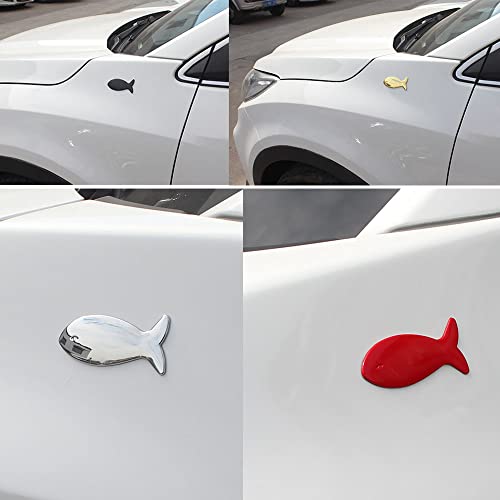 Image of YSY 2Pcs 3D Fish Zinc Alloy Emblem Totem Logo Badge Car Sticker Auto Decoration Car Body Decal Automobile Accessories(A) (3D Fish, Gold)