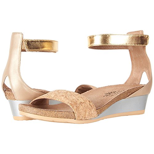 Naot Women's Pixie Wedge Sandal Cork/Champagne Lthr Combo 4-4.5 N-M Us #TOP2
