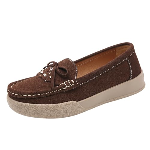 Mocasines de piel cómodos para mujer que alivian el dolor de pies al caminar