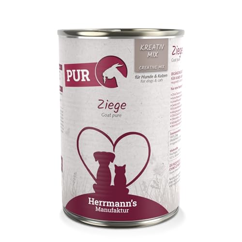 Herrmann's - Kreativ-Mix Ziege | Reinfleisch - 12 x 400g - Nassfutter - Für Hund & Katze