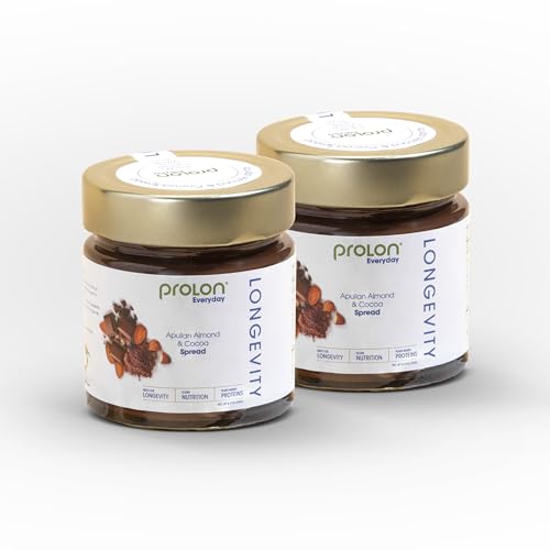 Prolon L-Spread Almond Chocolate Spread | Healthy Low Sugar Keto Snack | Magnesium, Vitamin E, Fiber, Calcium | Gluten-Free, Vegan, Dairy-Free | Plant-Based w/Cane Sugar, & Healthy Fats, 2 Jars