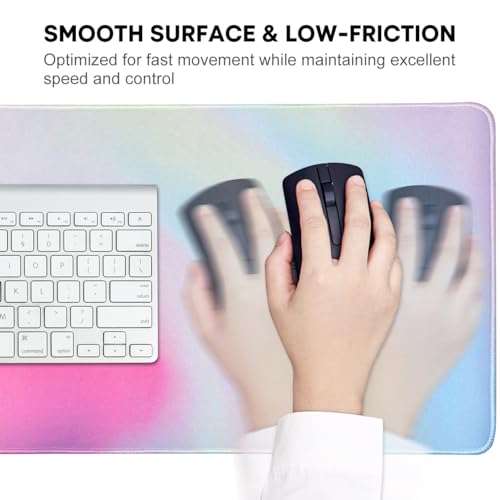 JIKIOU Large Cloud Mouse Pad Waterproof with Cloud Keyboard Wrist Pad and Cloud Mouse Wrist Pad Set, Ergonomic Computer Desk Wrist Support Mousepad for Keyboard and Mouse Rainbow 31.5x11.8in - Thumbnail 4