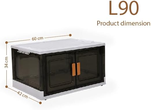 86L Plastic Storage Cabinet with Wheels, Stackable and Collapsible Storage Boxes with Individual Lids, Toy Storage Container with Doors, Wardrobe, Home Office Organiser (Pack of 1)
