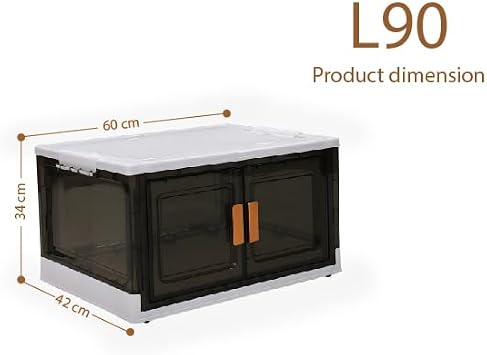 86L Plastic Storage Cabinet with Wheels, Stackable and Collapsible Storage Boxes with Individual Lids, Toy Storage Container with Doors, Wardrobe, Home Office Organiser (Pack of 1)