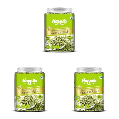 Image of Happilo Premium Lightly Salted & Roasted Pumpkin Seeds Jar 900g, Versatile and Nutrient-Rich, Nutty and Crunchy Snacking (Pack of 3)