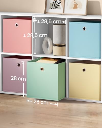 SONGMICS Pudełko do przechowywania, zestaw 6 sztuk, składane pudełka do przechowywania, 26 x 26 x 28 cm, pudełko materiałowe, do półki Cube, kolorowy organizer, do sypialni, salonu RFB226X01