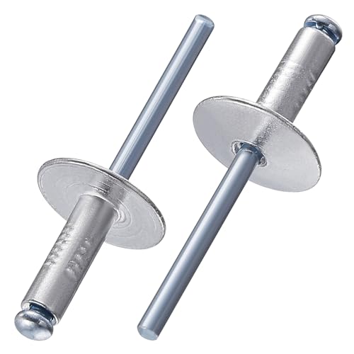 Image of Wensilon(300pcs) 1 /8 * 1 /2 inch Large Cap Open End Aluminum Blind Rivets,3.2 * 13 Blind Rivet