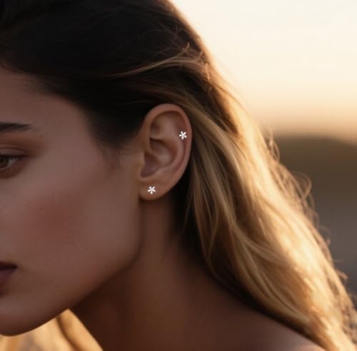 Reffeer Solid 925 Sterling Silver Daisy Stud Earrings Flower for Women Teen Girls Tiny Flower Stud Earrings Spring2
