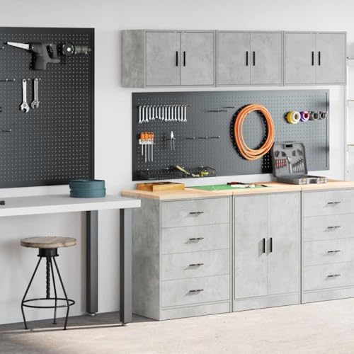Armario multiusos de madera con acabado estético gris hormigón 2