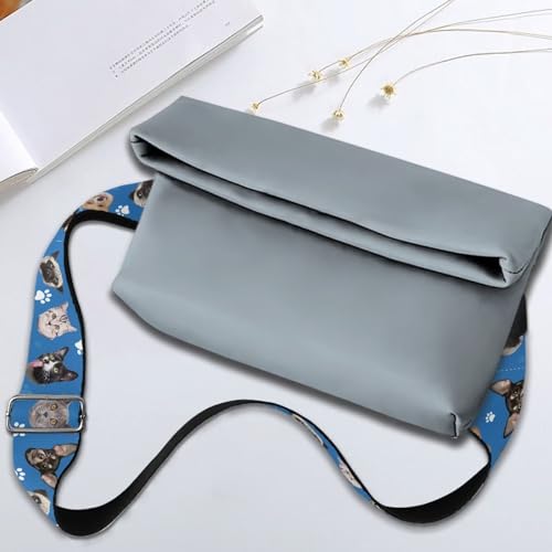Image of Cute Cat Wide Bag Straps Replacement Crossbody Kawaii Dog Guitar Straps for Handbags /Purses /Messenger /Duffel Bags Backpack Straps Replacement Adjustable Length from 30 inch to 50.3 inch
