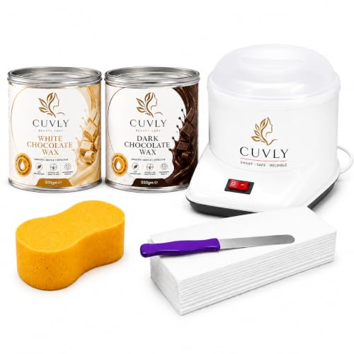 Image of Wax Heater Machine Waxing Kit Combo Wax Machine White Chocolate Cream Wax (550 gm) ChocolateWax (550 gm) WaxStrips (70pcs) Spatula(Kinfe),Sponge) | Wax Combo (2)