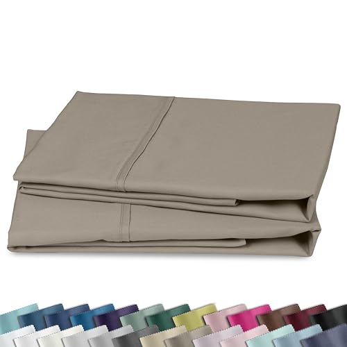 California Design Den King Size Pillowcase Set - 400 Thread Count, 100% Cotton Sateen, Set of 2 Pillow Covers, Soft and Breathable - Taupe
