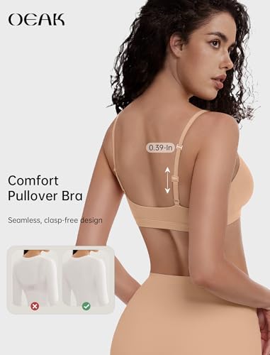 OEAK Womens Comfortable Bras No Underwire Cami Bra Seamless Unlined Bralettes Scoop Neck Unpadded Everyday Sports Tshirt Bra3