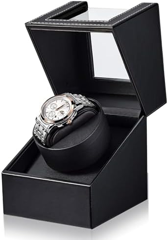 Uhrenbeweger 1 Uhr Automatik Uhrenbeweger: Watch Winder für Automatikuhren | Batteriebetrieb oder Netzteil, Japanischer Leiser Motor, Antimagnetisch, Beidseitige Drehung, Geschenk