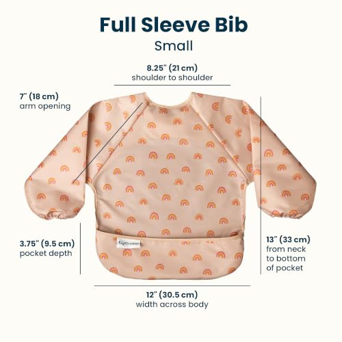 Image of Tiny Twinkle Long Sleeve Bib for Babies & Toddlers | Waterproof Smock Bib for Eating | Machine Washable & Mess-Proof Feeding Essentials | Newborn Shower Gift (Boho Rainbow, 6-24M)