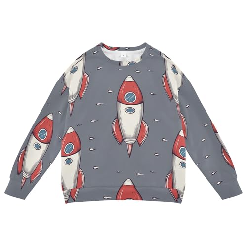 JUNZAN Space Rockets Gray Kids Girls Hoodie Sweatshirt Fleece Hoodies for Girls Sports 4T
