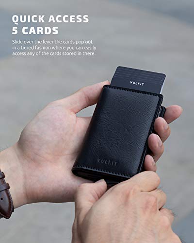 Vulkit Card Holder Pop Up Slim Wallet Leather Rfid Blocking Card Case Up To 8 Credit Cards Black #TOP1