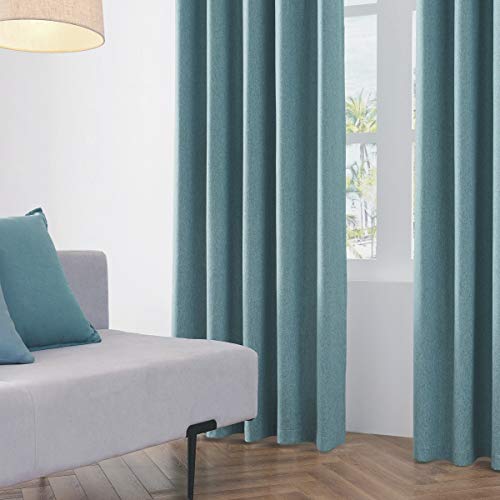 COASTLINE Luna brushed blackout eyelet curtains Duckegg Teal thermal insulated window treatment 2 panels blinds floor curtains for bedroom,Livingroom,Kids nursery room Width 90" x Drop 90" - Image 3