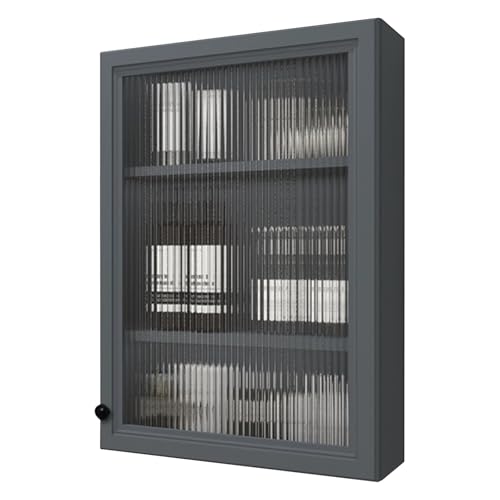 Armario de Pared de aleación de Aluminio con Puerta de Cristal: Mueble de Almacenamiento Colgante para baño, Cocina o lavadero. Estante de Pared Que Ahorra Espacio (Gris)