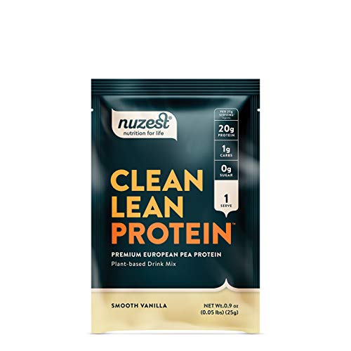 Nuzest - Pea Protein Powder - Clean Lean Protein, Premium Vegan Plant Based Protein Powder, Dairy Free, Gluten Free, GMO Free, Naturally Sweetened Protein Shake, Smooth Vanilla, 1 Serving, 0.9 oz Nuzest - Pea Protein Powder - Clean Lean Protein, Premium Vegan Plant Based Protein Powder, Dairy Free, Gluten Free, GMO Free, Naturally Sweetened Protein Shake, Smooth Vanilla, 1 Serving, 0.9 oz