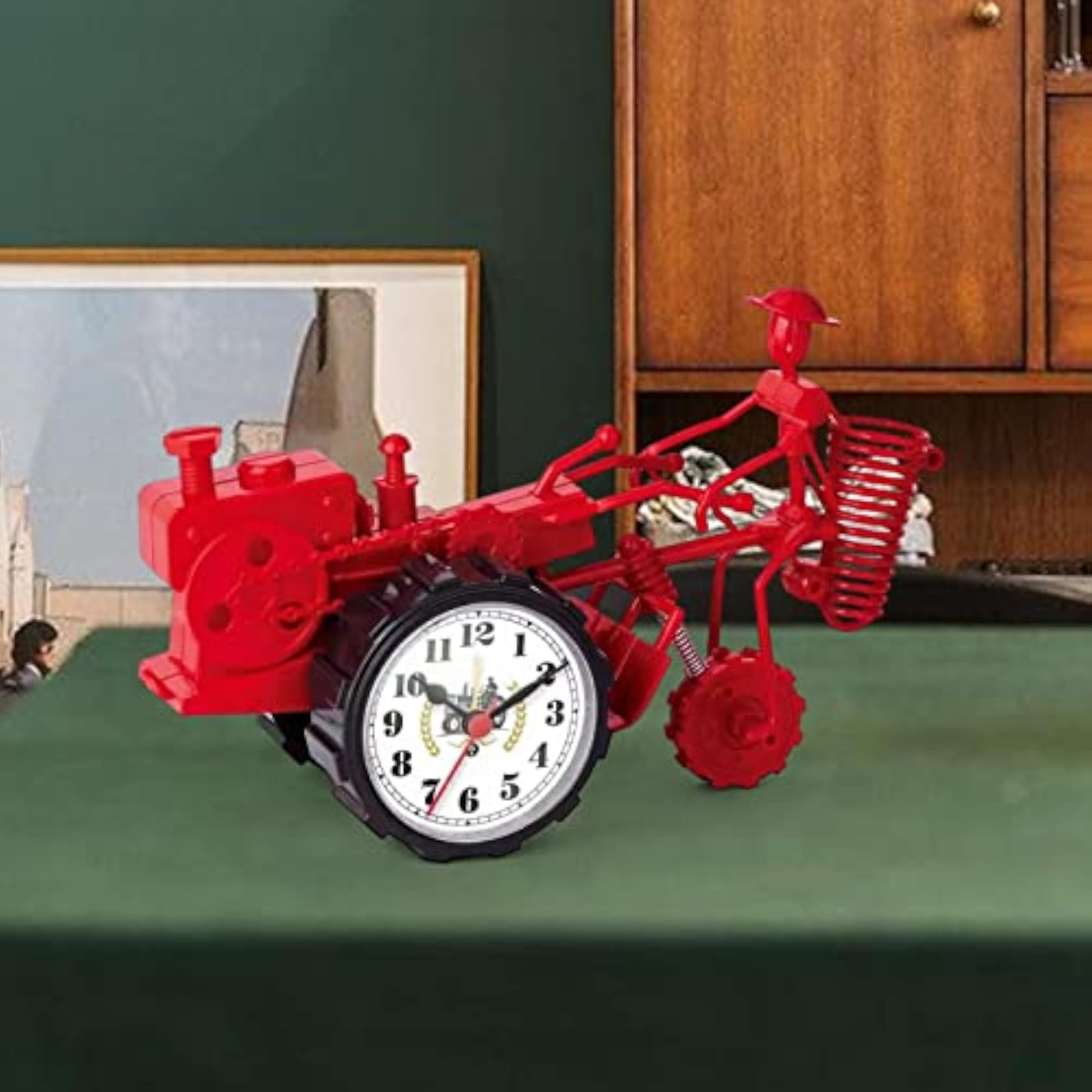 Rustic Desk Clock Tractor Model