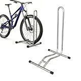Relaxdays Fahrradständer, 29 Zoll, Reifenbreite bis 6,5 cm, Vorder- & Hinterrad, Boden, 1 Fahrrad, Radhalter, Silber
