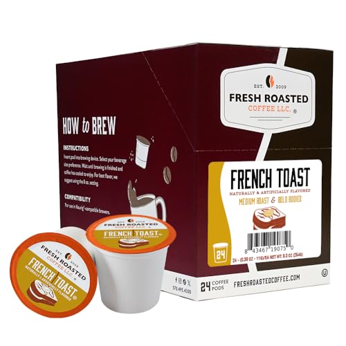 Fresh Roasted Coffee, French Toast, Flavored Coffee Pods, K-Cup Compatible, 24 Count