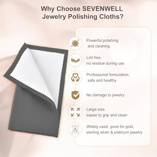 image for SEVENWELL Silver Polishing Cloth, Jewelry Cleaner Cloth for Sterling S