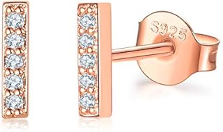 Shuxin Silver Stud Earrings for Women, 925 Sterling Silver Geometric Stud Earrings, Hypoallergenic Small Sleeper Circle Triangle Bar Studs, 8mm Silver Stud Earrings, 3 Colors in Silver/Gold/Rose Gold