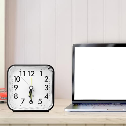 Diompirux Réveil Silencieux sans tic-tac, avec Fonction lumière et répétition et Bouton supérieur, réveil Portable, AA-Fonctionne Piles (Piles Non incluses), Petite Réveil pour Voyage,Bureau,Chambre – vue 7