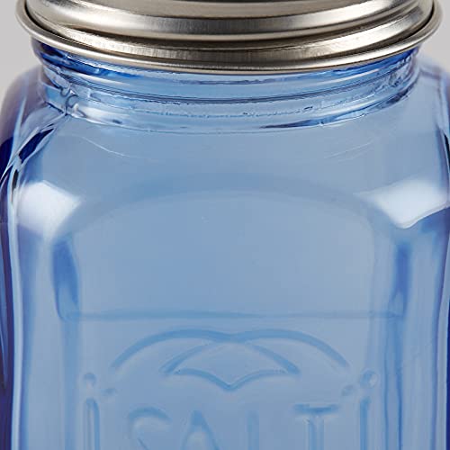 Rsvp International Retro Glass Salt & Pepper Shaker | Stainless Steel Lids |, 8 Oz, Blue #TOP1