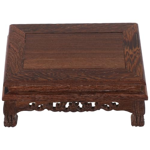 Ciieeo Wooden Display Stand Wood Carved Pedestal for Vase Teapot Flower Pot Riser Adjustable Viewing Angles Secure Support Decorative Wood Riser Shelf