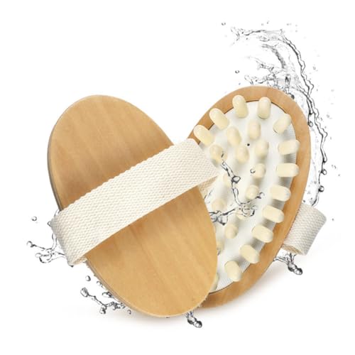 Ipetboom Cepillo Corporal Masajeador de Madera con Cojín Cepillo de Masaje Manual para Exfoliación Seco y de Circulación para Cuidado Casa Mujer