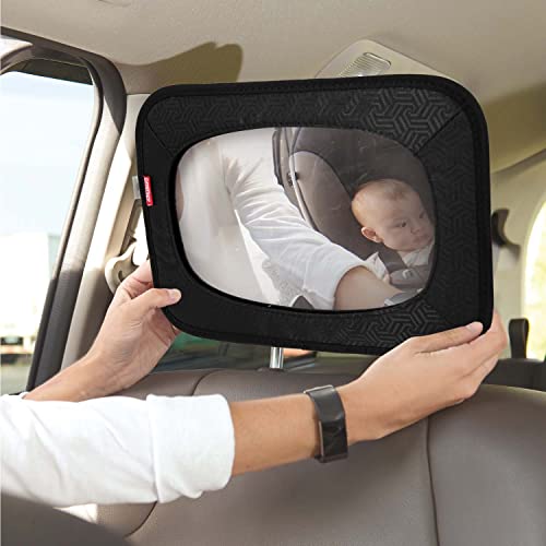 Image of Nuby Backseat Baby Mirror with Fully Adjustable Straps, Shatter Resistant, Installs in Seconds, Black (Pack of 2)