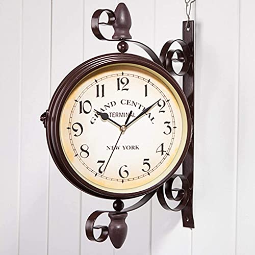 Horloge de jardin extérieure double face 8 pouces avec support
