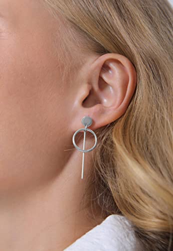 Elli Orecchini Donne Orecchini Pendenti Geo Cerchio Di Base Minimale Cool In Argento Sterlino 925 - 5