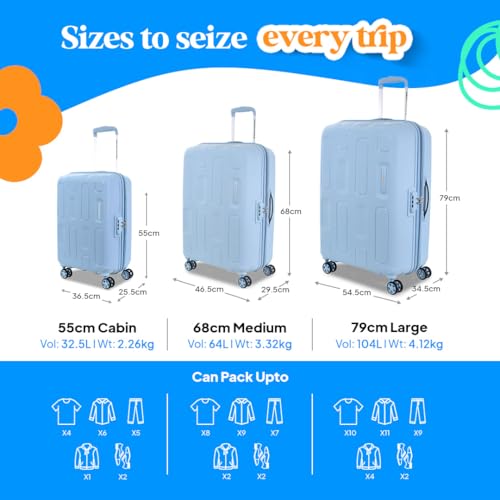 Image of American Tourister Ivy 2.0 | Large Size Check-in Trolley Bag (79 cm) | 360 8 Wheel Travel Luggage | Hard Case Polypropylene (PP) Suitcase | Combination Lock | Blue Frog