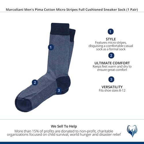 Marcoliani Men's Micro Striped Pima Cotton Full Cushioned Sneaker Socks (1 Pair)3