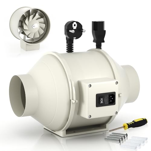 FanGoFast Extractor de Aire 100 mm con Controlador Ajustable, 230V En Línea Ventilador Extractor de Conducto con enchufe IEC para Baño, Booster, tienda de cultivo, Garage, Cucina