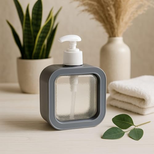Image of Liquid Soap Dispenser | Refillable Pump Bottle for Hand Wash, Dish Wash, Shampoo, Conditioner, Shower Gel | Bathroom & Kitchen Use | Transparent Plastic | 300ml
