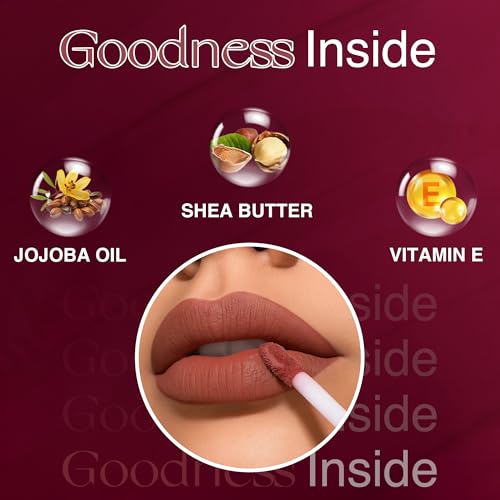 Image of Nourish Mantra Muted Magic Matte Liquid lipstick combo with SPF 15 Set of 4(1.2ml Each) | Mini Lipsticks| nudeshade lip stick | brown lipsticks | Water Proof | Smudge Proof | transfer Proof | Long Lasting| Suits all skin tones